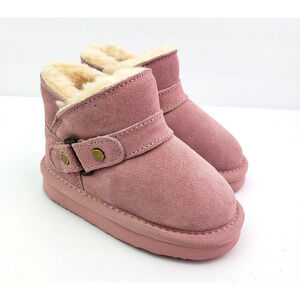 Bearpaw Haley Baby Toddler Girls Size 6 Pink Suede Pull On Wool Blend Boots